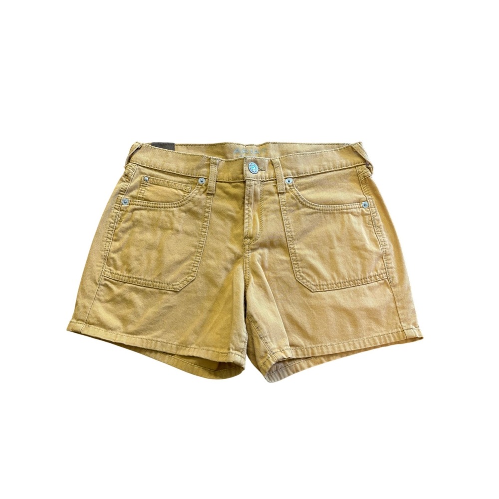 Ariat Denim Women Boyfriend Shorts Sz 29 Mustard Yellow Utility Western Workwear